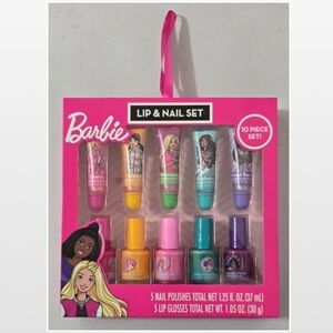 New Mattel Barbie Lip & Nail Set Kid Girls Make Up Cosmetic 10 Piece Child NWT